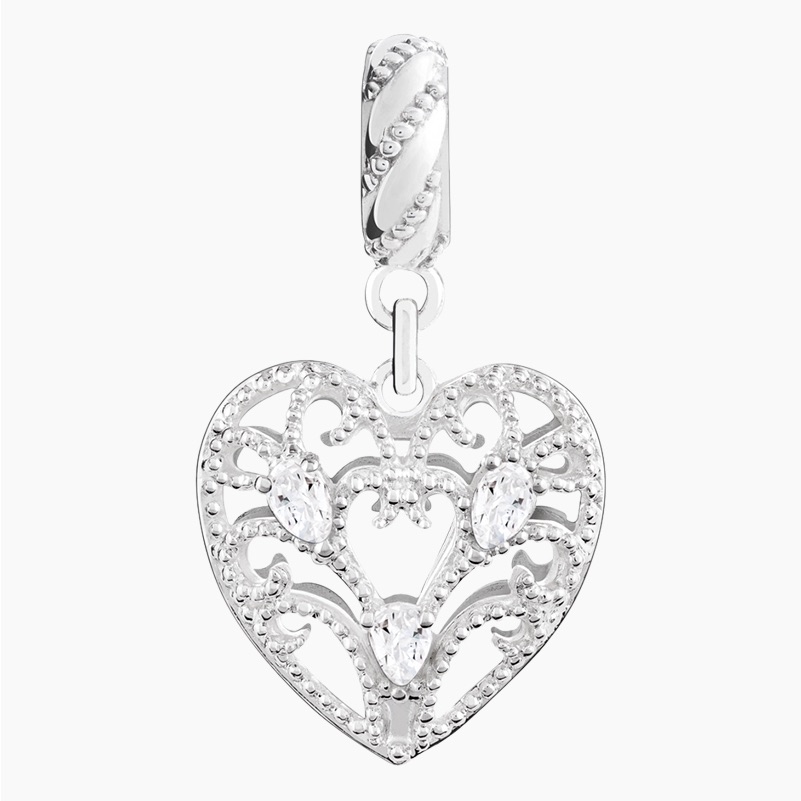 Nwt Chamilia Filigree Plume Heart Charm
